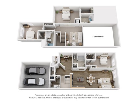 Floor plan for 3 beds, 3.5 baths, 2310 sqft